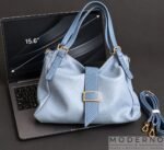 Elegantna ženska torba od eko kože "Luna" Svetloplava - moderna velika torba - Image 3