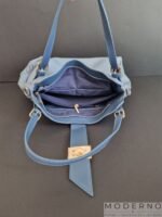 Elegantna ženska torba od eko kože Luna Svetloplava otvorena – moderna velika torba