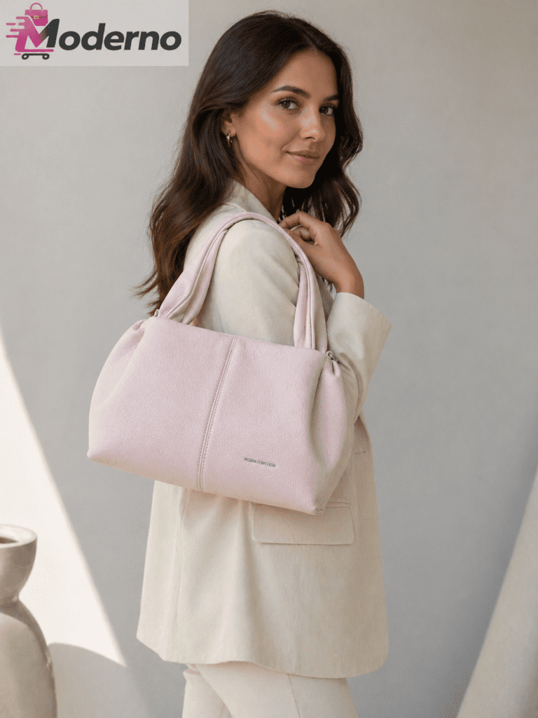 Elegantna ženska torba od eko kože Nora Soft roze – moderna urbana torba