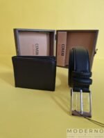 Muški set od prirodne kože Nik Crni van kutije – elegantan kaiš i novčanik u poklon kutiji