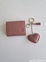 Savršen poklon elegantan novčanik i privezak u Antique Pink boji - Ženski set Lana od prirodne kože