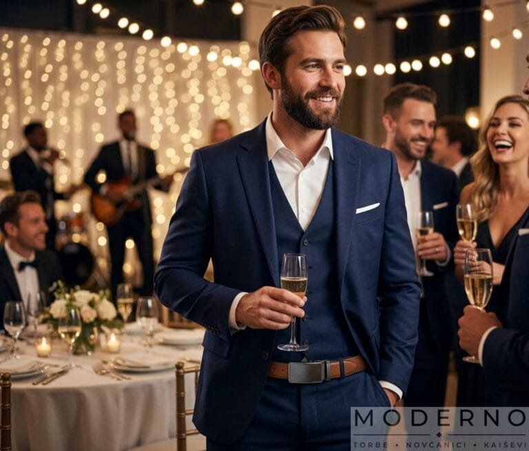 Model nosi elegantan kaiš na proslavi uz odelo